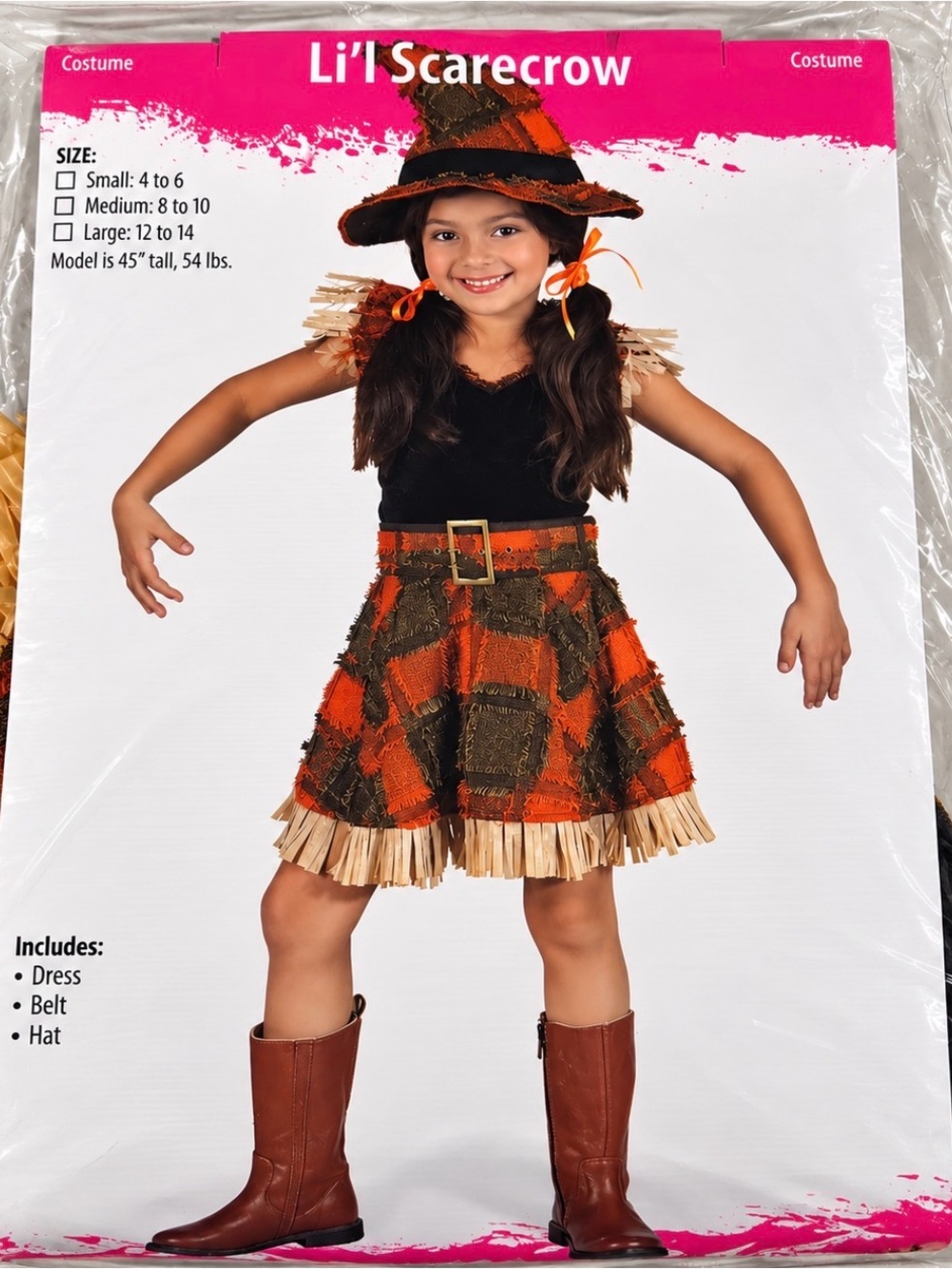 Halloween Costume kids costume Orange & Brown Scarecrow Dress with Belt